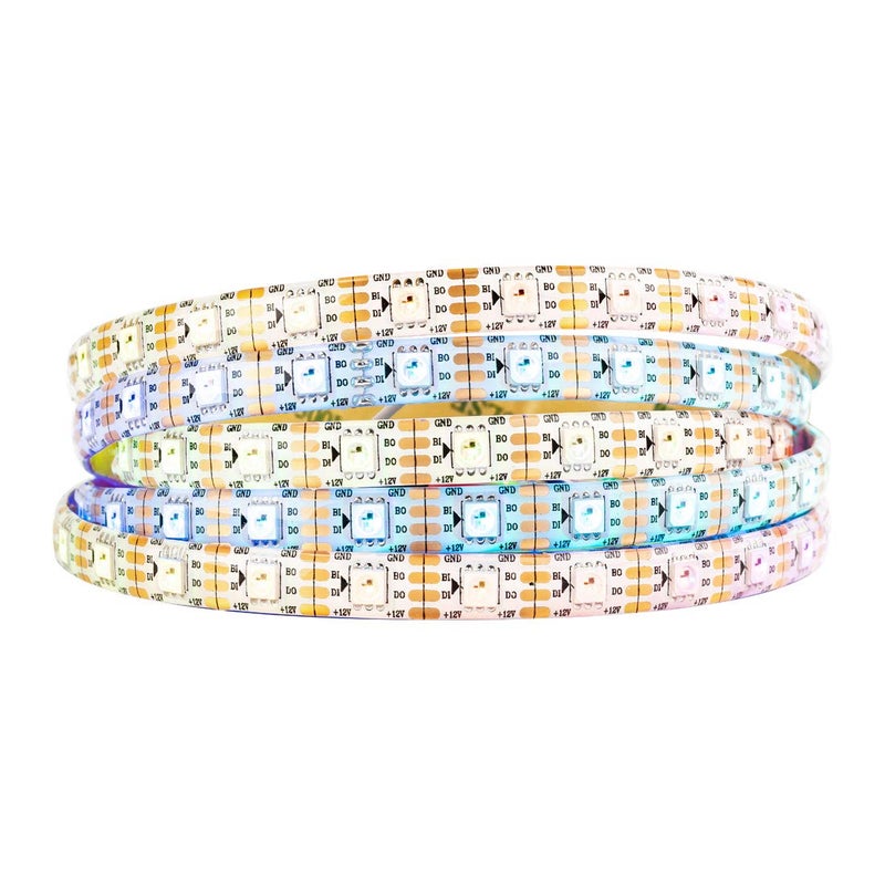 BTF-LIGHTING WS2815 (Upgraded WS2812B) 16.4ft 300 Pixels Magic Dream Color Individually Addressable RGB LED Flexible Strip Light 5050 SMD Dual Signal IP65 Silicone Coating Waterproof DC12V White PCB - Image 1